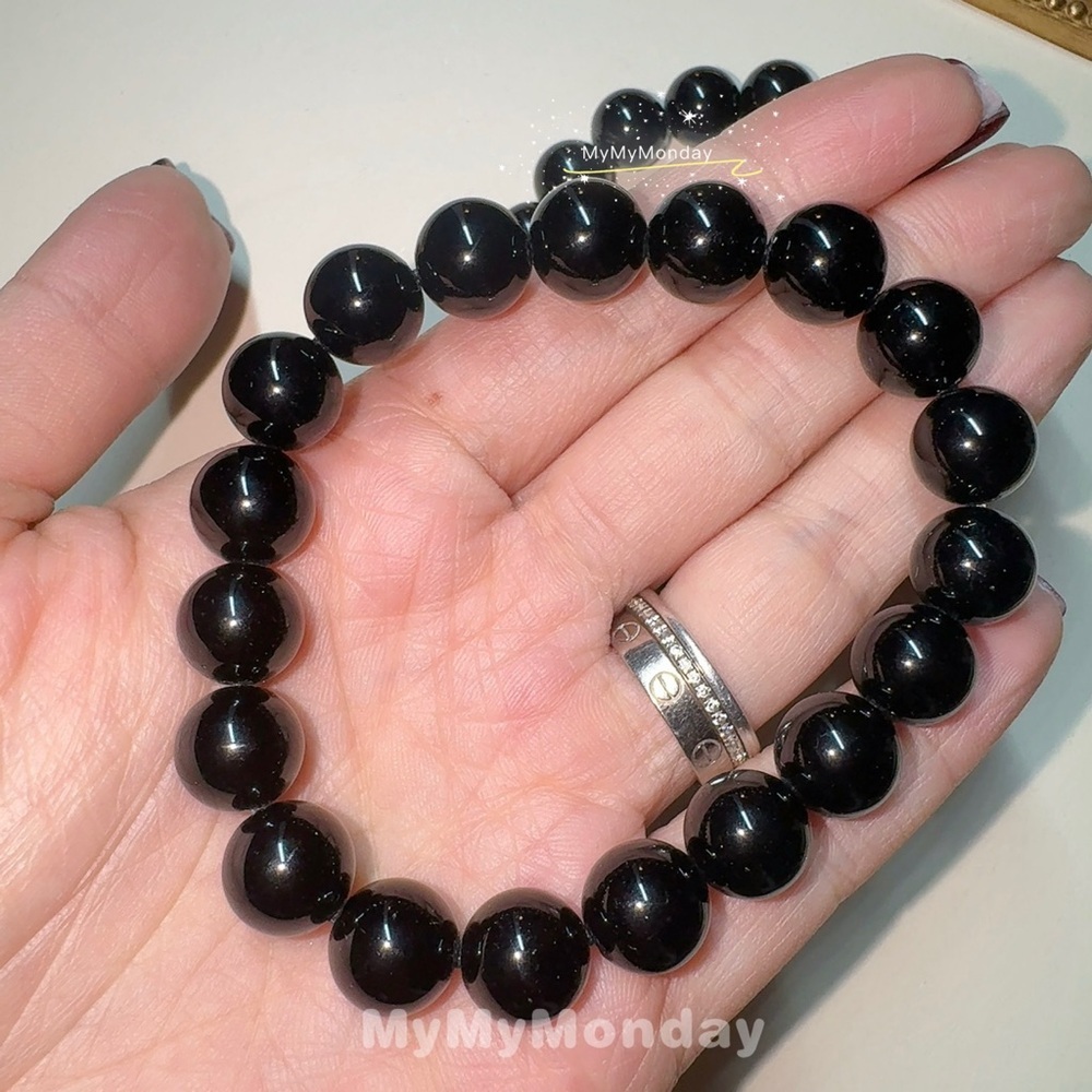 Black Obsidian Bracelet 10mm - Picture 3 of 6